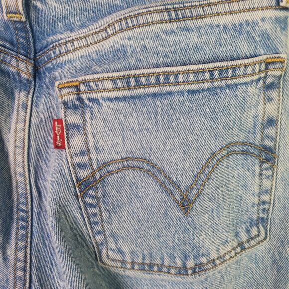 Levi’s PREMIUM Wedgie Straight Button Fly BIG E Blue Jeans Size 24 Stretch - Picture 8 of 12